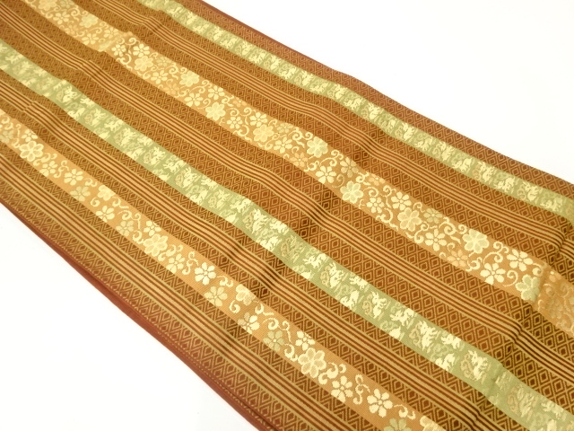 JAPANESE KIMONO / ANTIQUE FUKURO OBI / SILK / WOVEN FLOWER RABBIT